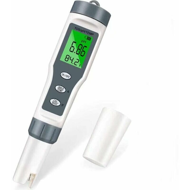 foto del prodotto tester ph, tester ph elettronico per piscine 3 in 1, misuratore di temperatura tds, tester della qualit dell acqua con display lcd e precisione di