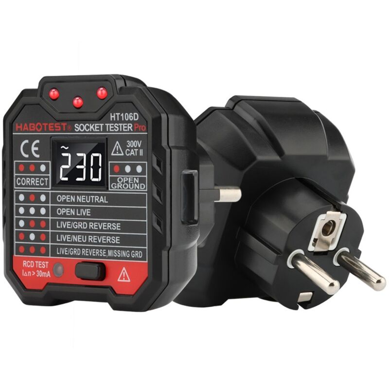 foto del prodotto tester presa rete contatore elettrico display lcd test rcd led