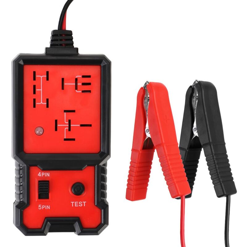 foto del prodotto tester rel auto 1 pezzo, verificatore rel elettronico 12v, tester batteria auto con clip per riparazione auto, strumento diagnostico rel auto
