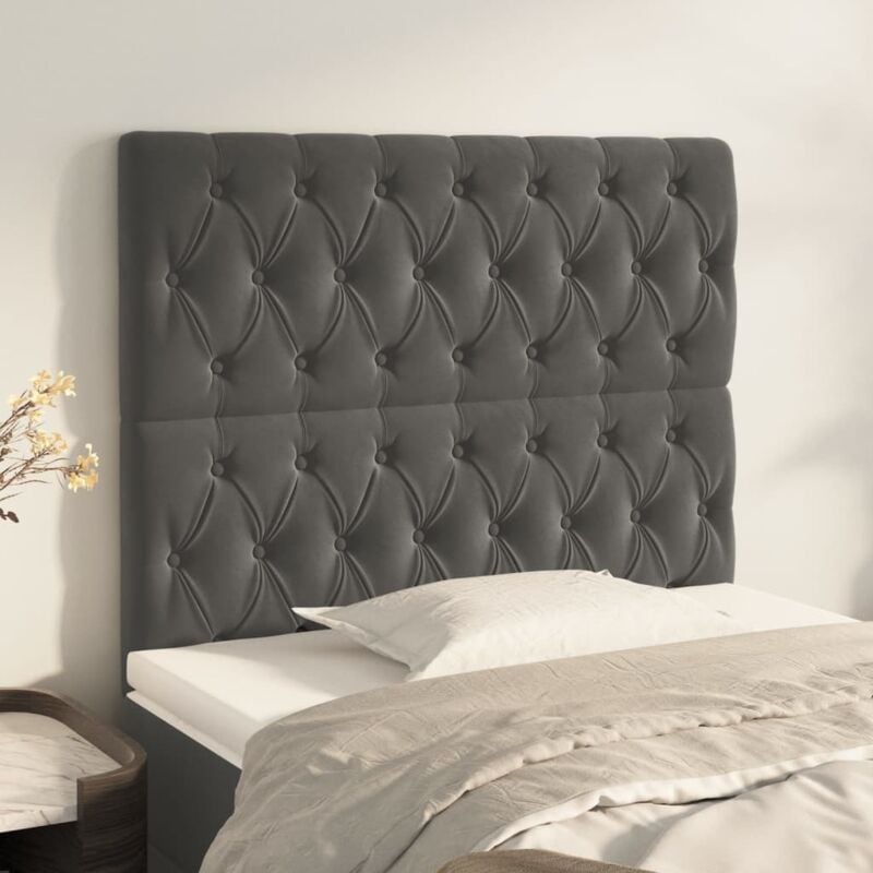foto del prodotto testiera 2 pz grigio scuro 90 x 7 x 78 88 cm in velluto vidaxl