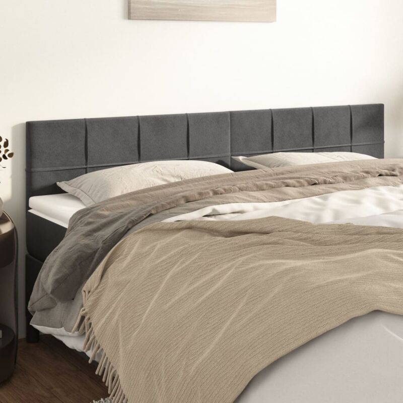 foto del prodotto testiera 2 pz grigio scuro 90x5x78 88 cm in velluto