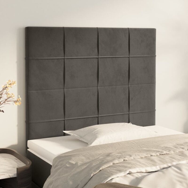 foto del prodotto testiera 2 pz grigio scuro 90x5x78 88 cm in velluto