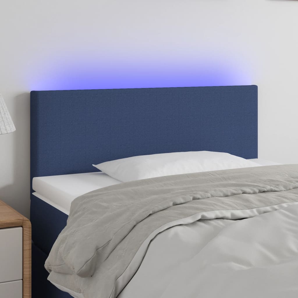 foto del prodotto testiera a led blu 100x5x78 88 cm in tessuto