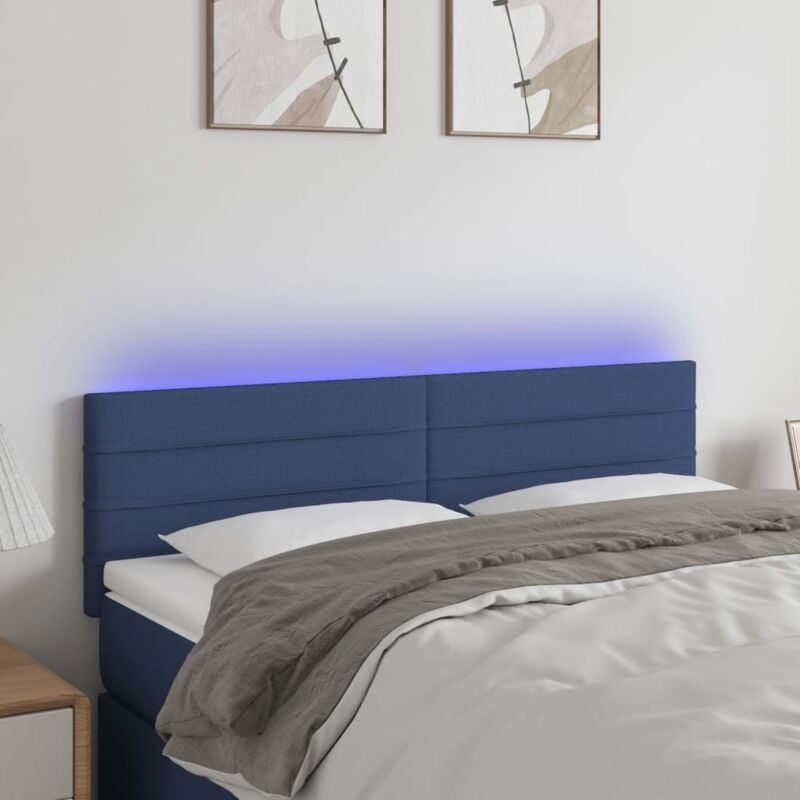 foto del prodotto testiera a led blu 144x5x78 88 cm in tessuto vidaxl