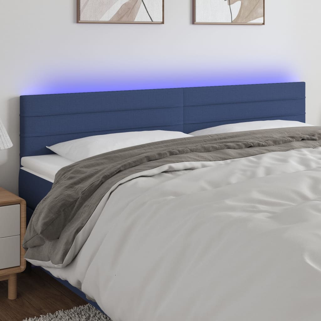 foto del prodotto testiera a led blu 200x5x78 88 cm in tessuto