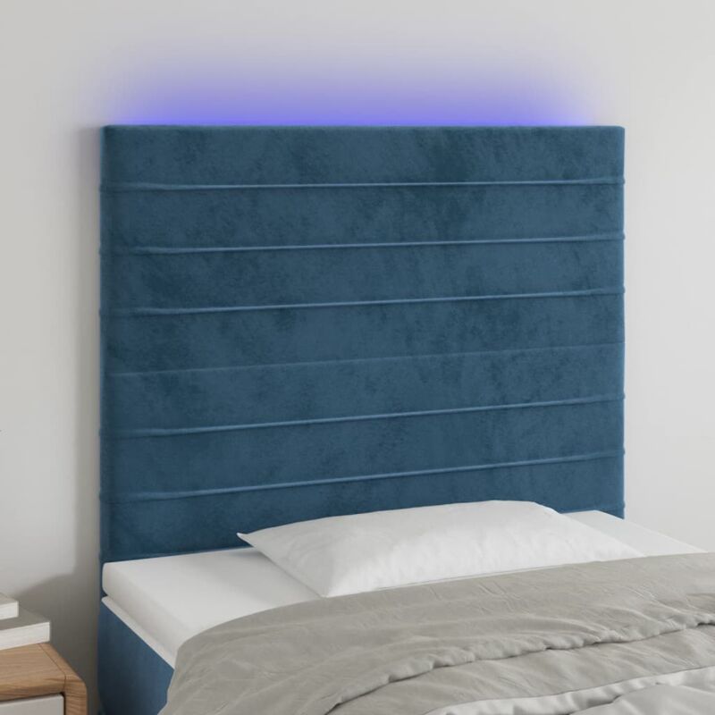 foto del prodotto testiera a led blu scuro 100x5x118 128 cm in velluto vidaxl