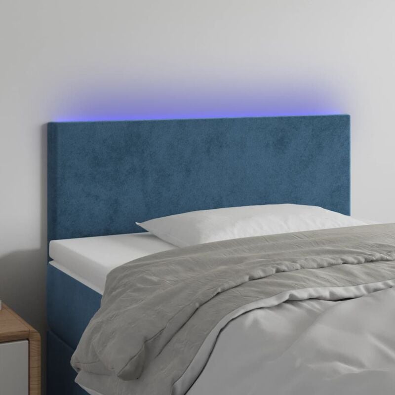 foto del prodotto testiera a led blu scuro 100x5x78 88 cm in velluto