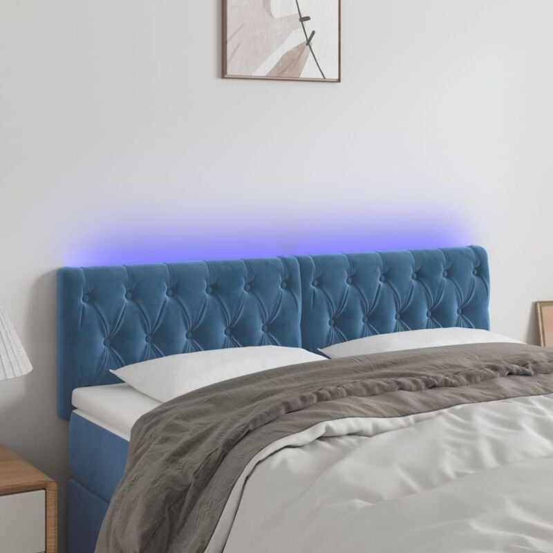 foto del prodotto testiera a led blu scuro 144x7x78 88 cm in velluto vidaxl