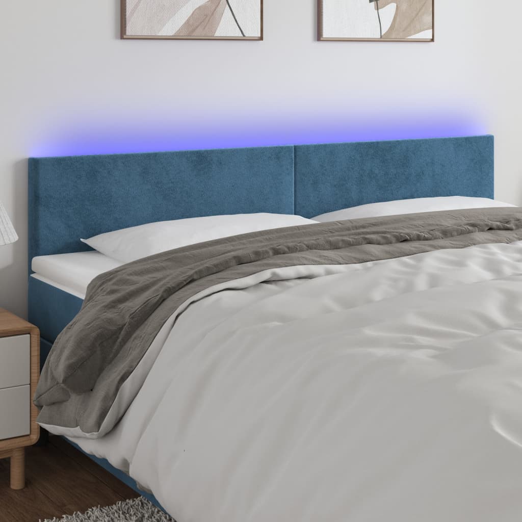 foto del prodotto testiera a led blu scuro 160x5x78 88 cm in tessuto cod mxl 69587