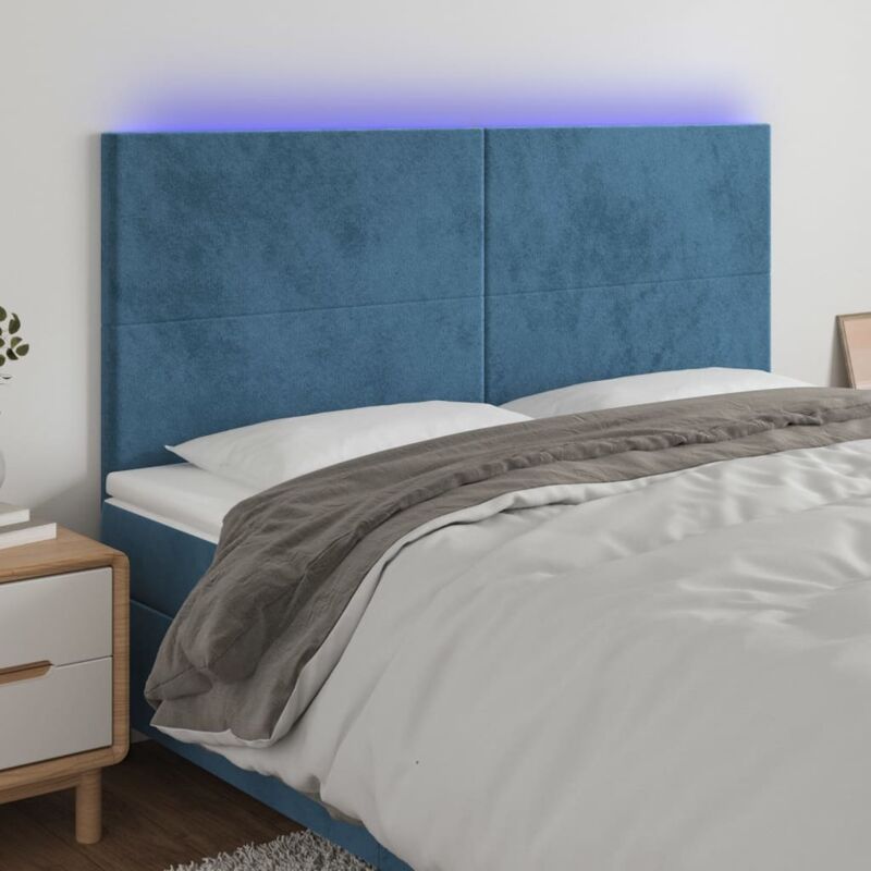 foto del prodotto testiera a led blu scuro 180x5x118 128 cm in vellutocod mxl 97805