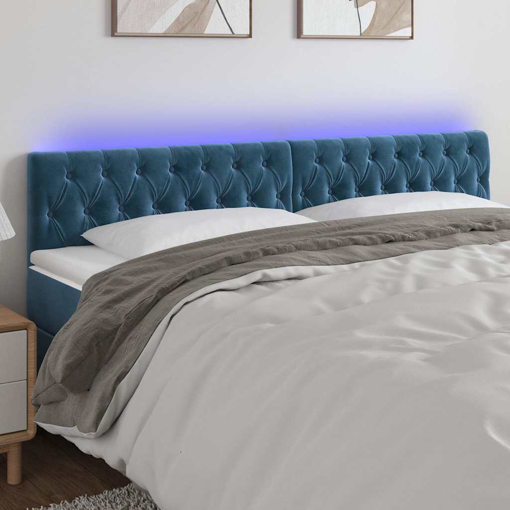 foto del prodotto testiera a led blu scuro 180x7x78 88 cm in velluto