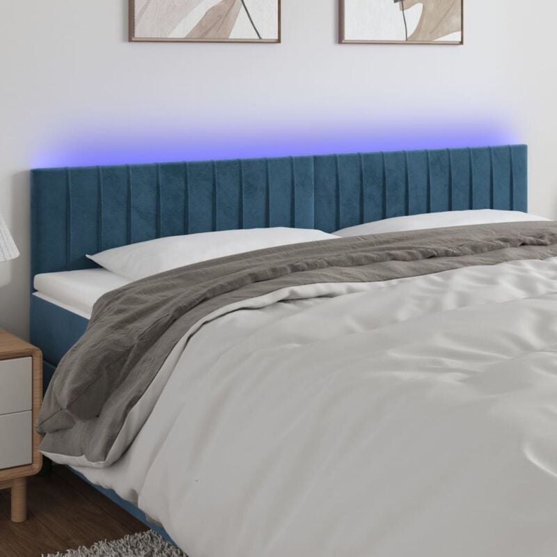 foto del prodotto testiera a led blu scuro 200x5x78 88 cm in velluto vidaxl