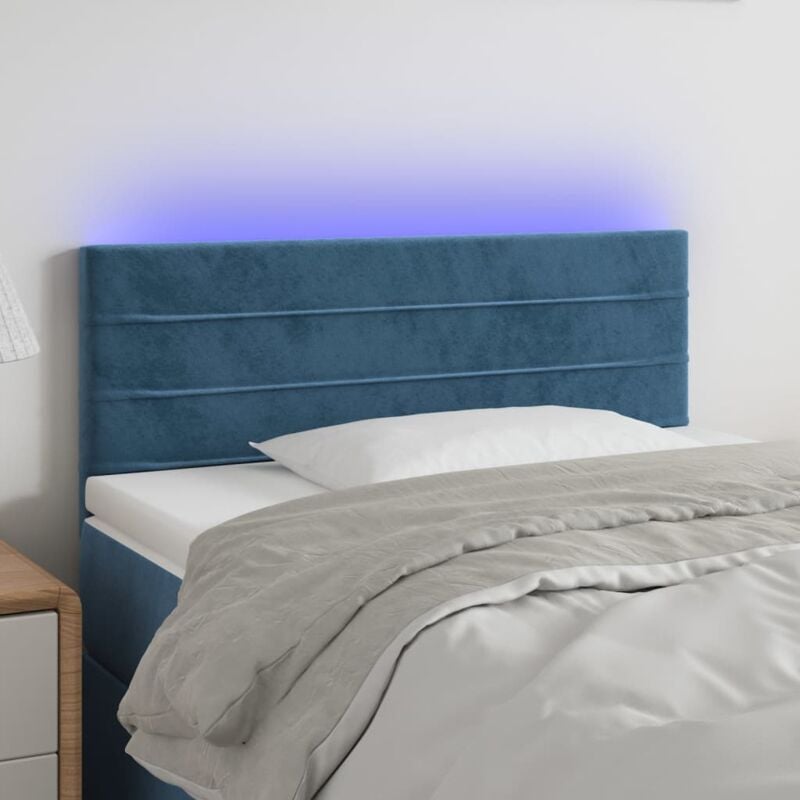 foto del prodotto testiera a led blu scuro 80x5x78 88 cm in velluto