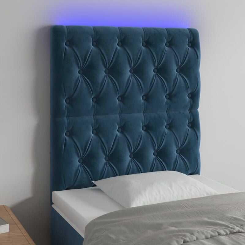 foto del prodotto testiera a led blu scuro 80x7x118 128 cm in velluto vidaxl
