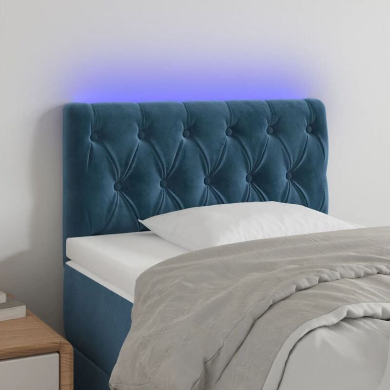 foto del prodotto testiera a led blu scuro 80x7x78 88 cm in velluto vidaxl