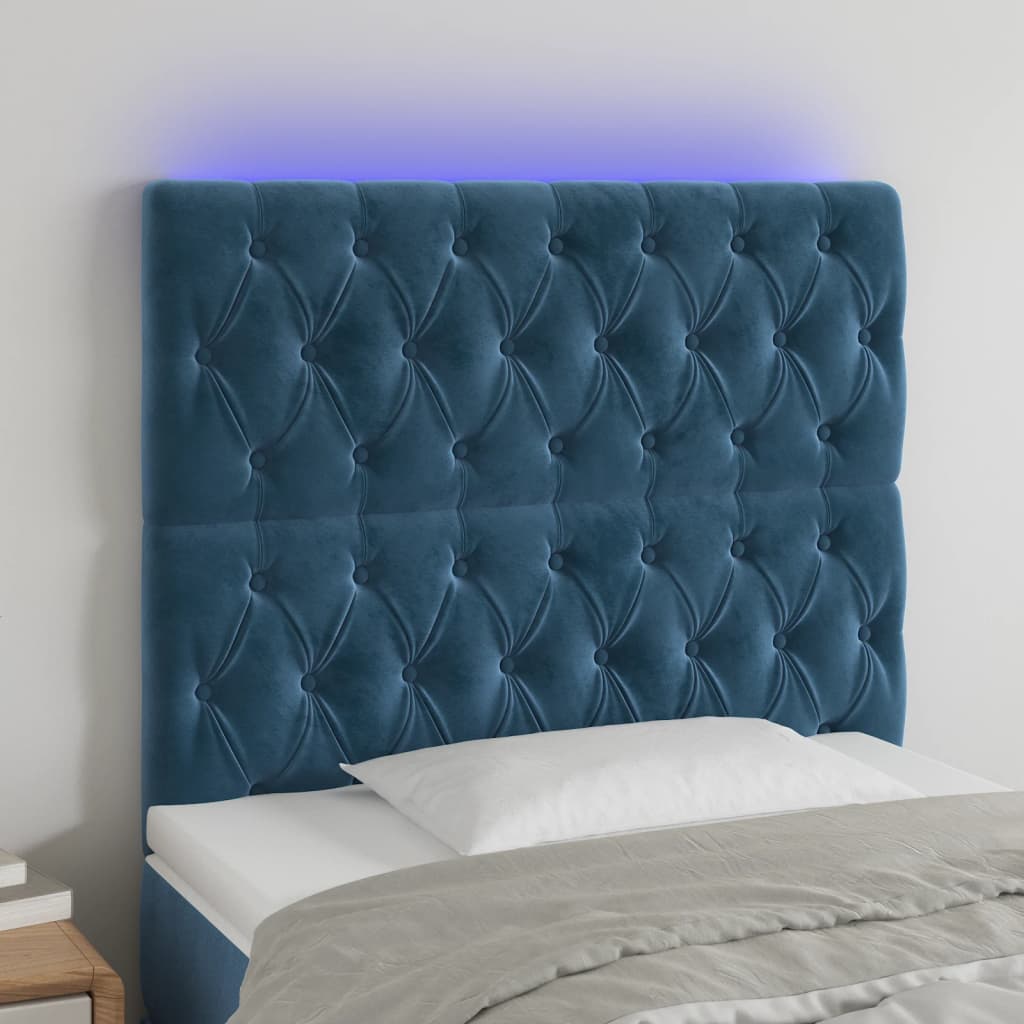 foto del prodotto testiera a led blu scuro 90x7x118 128 cm in vellutocod mxl 97831