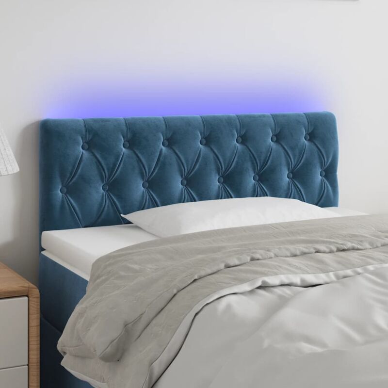 foto del prodotto testiera a led blu scuro 90x7x78 88 cm in velluto vidaxl