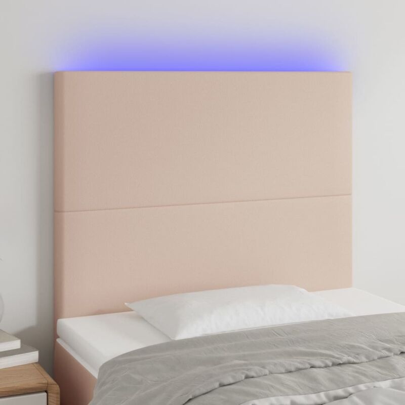 foto del prodotto testiera a led cappuccino 90x5x118 128 cm in similpelle vidaxl