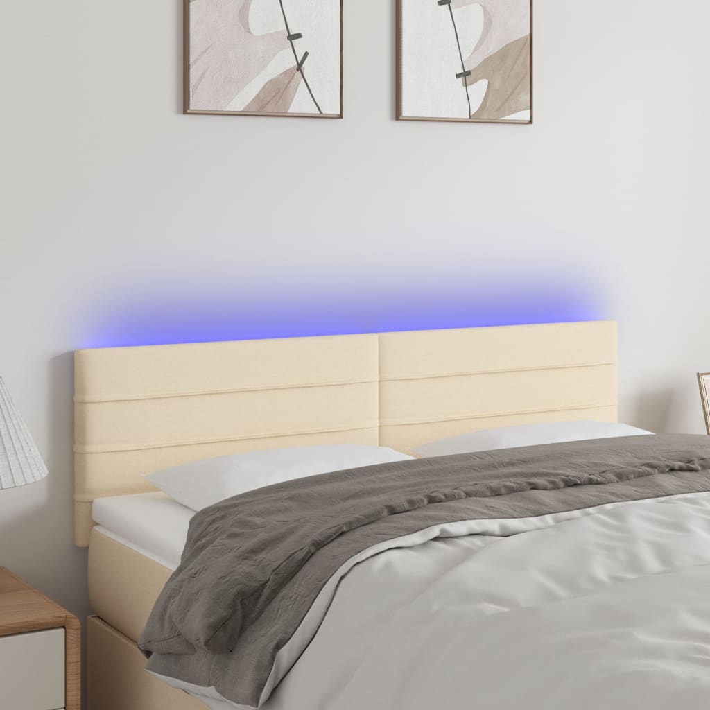 foto del prodotto testiera a led crema 144x5x78 88 cm in tessuto cod mxl 54354