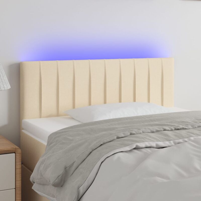 foto del prodotto testiera a led crema 80x5x78 88 cm in tessuto