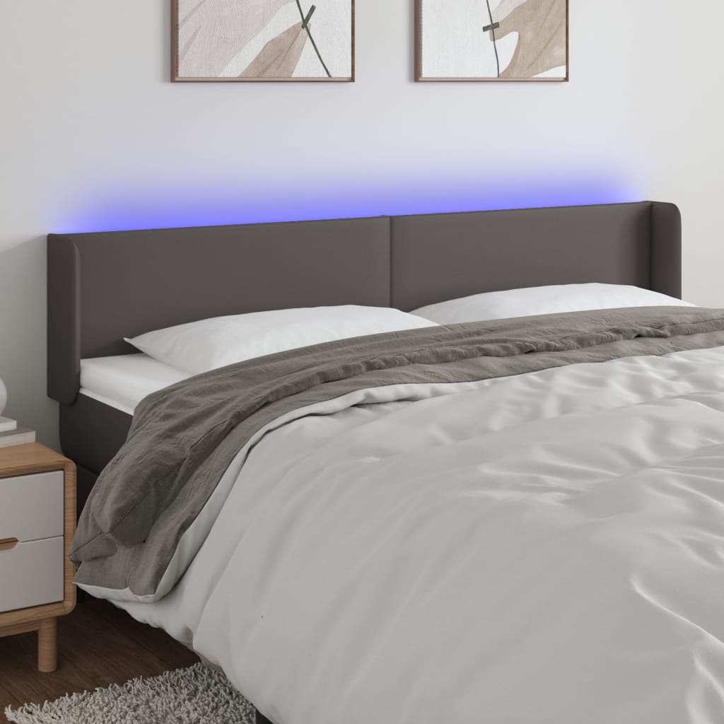 foto del prodotto testiera a led grigia 183x16x78 88 cm in similpellecod mxl 121745