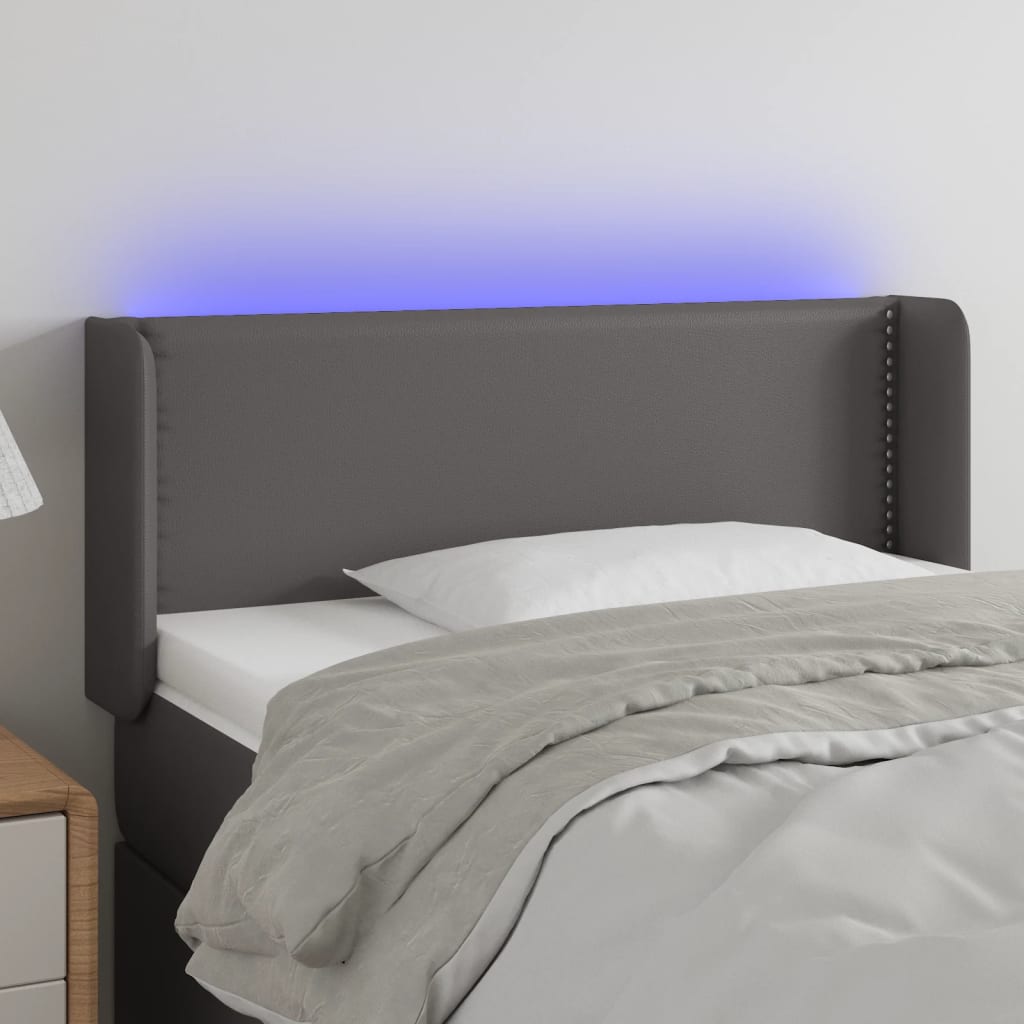 foto del prodotto testiera a led grigio 103x16x78 88 cm in similpelle
