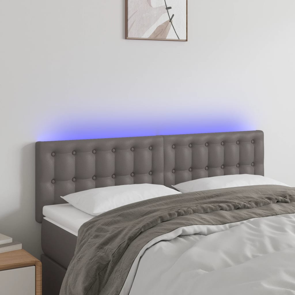 foto del prodotto testiera a led grigio 144x5x78 88 cm in similpelle