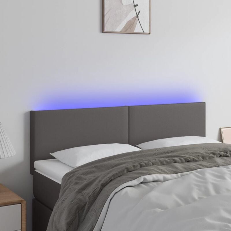 foto del prodotto testiera a led grigio 144x5x78 88 cm in similpelle vidaxl