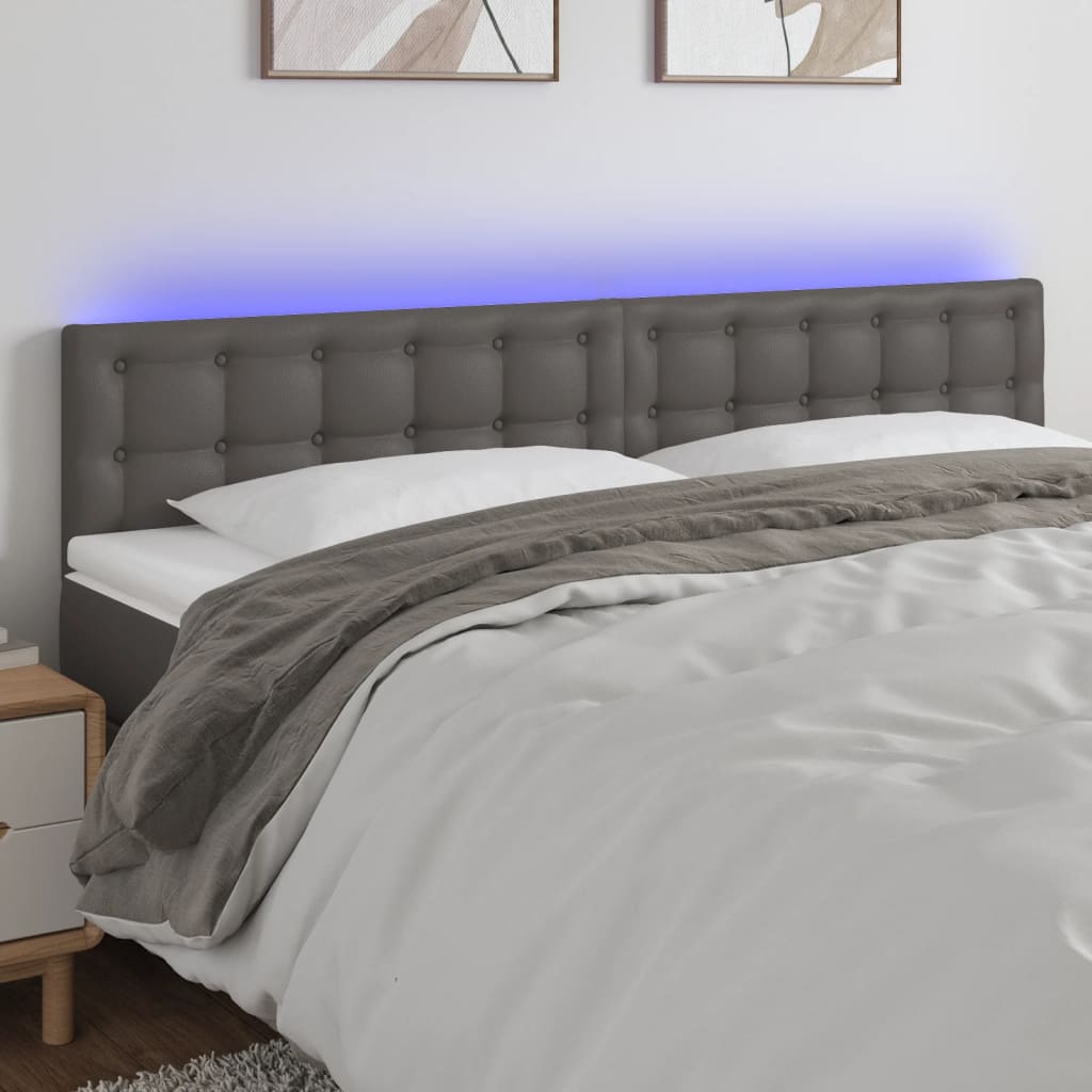 foto del prodotto testiera a led grigio 160x5x78 88 cm in similpelle cod mxl 48431