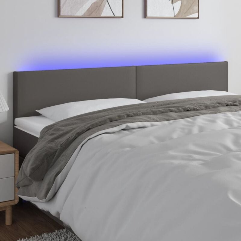 foto del prodotto testiera a led grigio 160x5x78 88 cm in similpelle vidaxl
