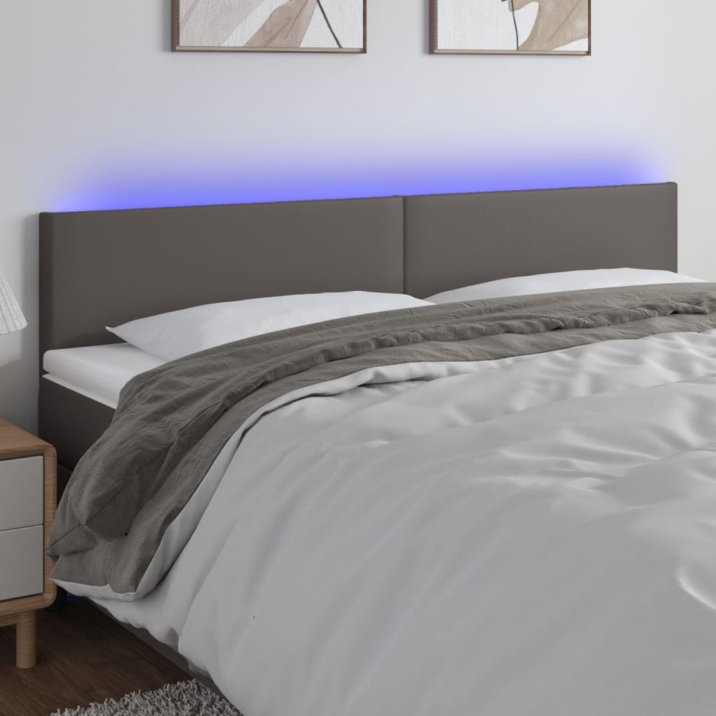 foto del prodotto testiera a led grigio 180x5x78 88 cm in similpellecod mxl 121691