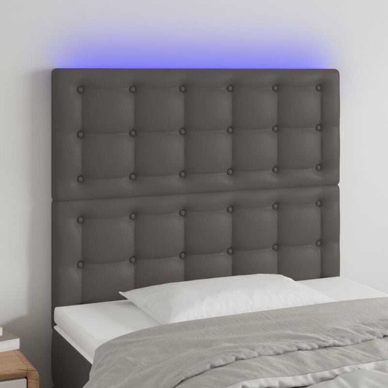 foto del prodotto testiera a led grigio 90x5x118 128 cm in similpelle