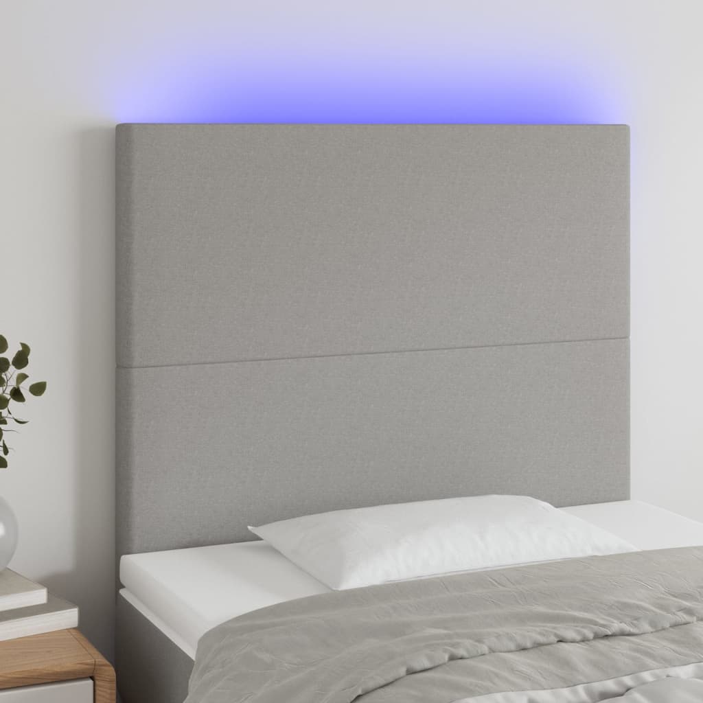 foto del prodotto testiera a led grigio chiaro 100x5x118 128 cm in tessuto