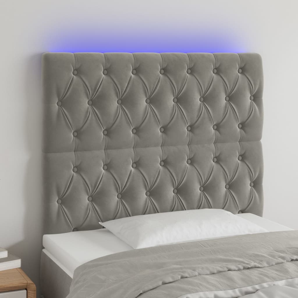 foto del prodotto testiera a led grigio chiaro 100x7x118 128 cm in velluto cod mxl 51076