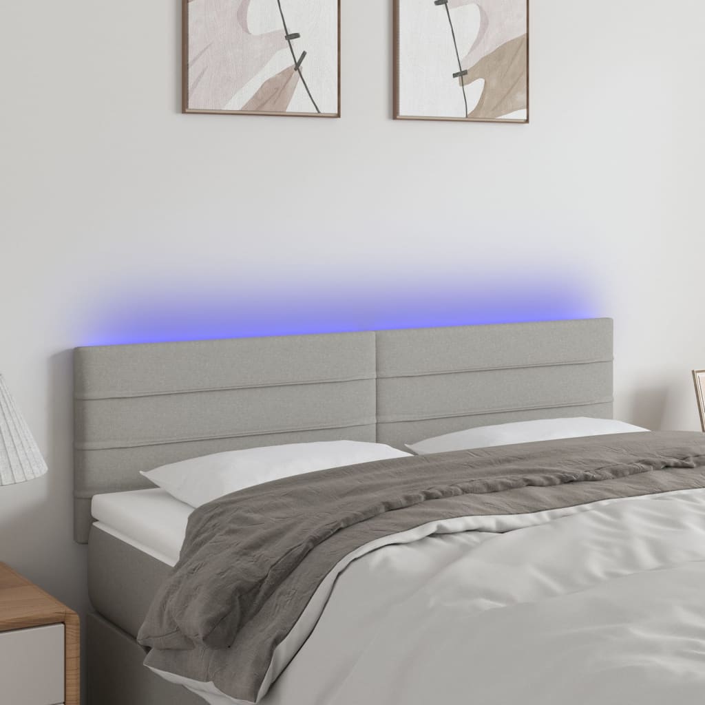 foto del prodotto testiera a led grigio chiaro 144x5x78 88 cm in tessuto