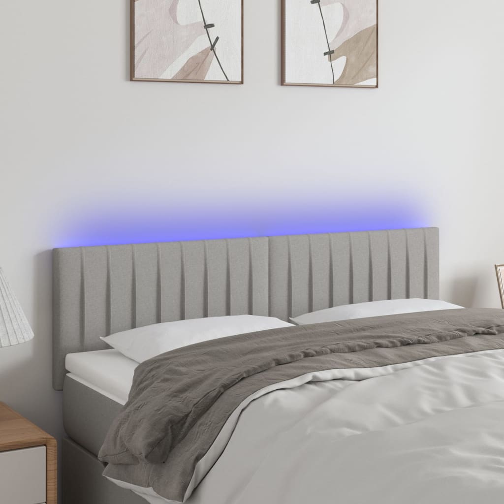 foto del prodotto testiera a led grigio chiaro 144x5x78 88 cm in tessuto cod mxl 48960