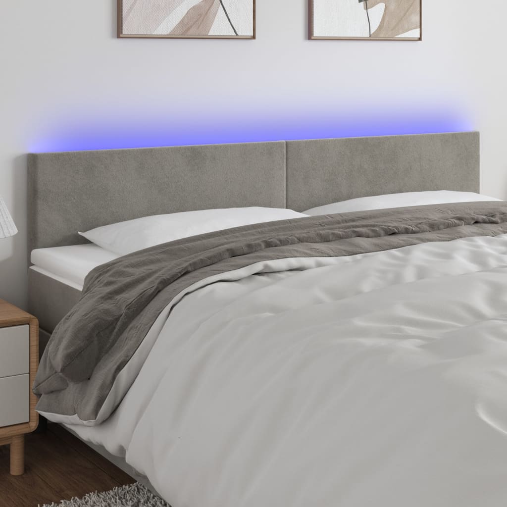 foto del prodotto testiera a led grigio chiaro 160x5x78 88 cm in velluto