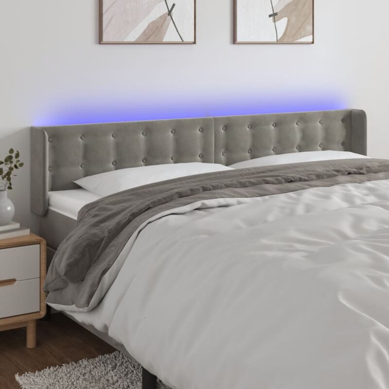 foto del prodotto testiera a led grigio chiaro 163x16x78 88 cm in velluto