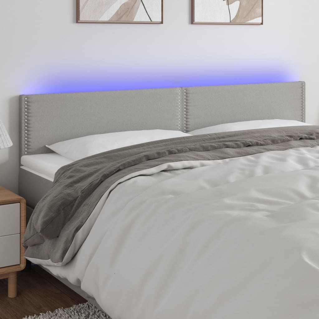 foto del prodotto testiera a led grigio chiaro 180x5x78 88 cm in tessuto