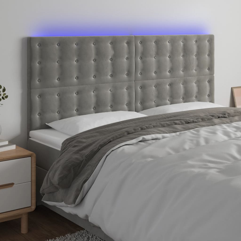 foto del prodotto testiera a led grigio chiaro 200x5x118 128 cm in vellutocod mxl 97843