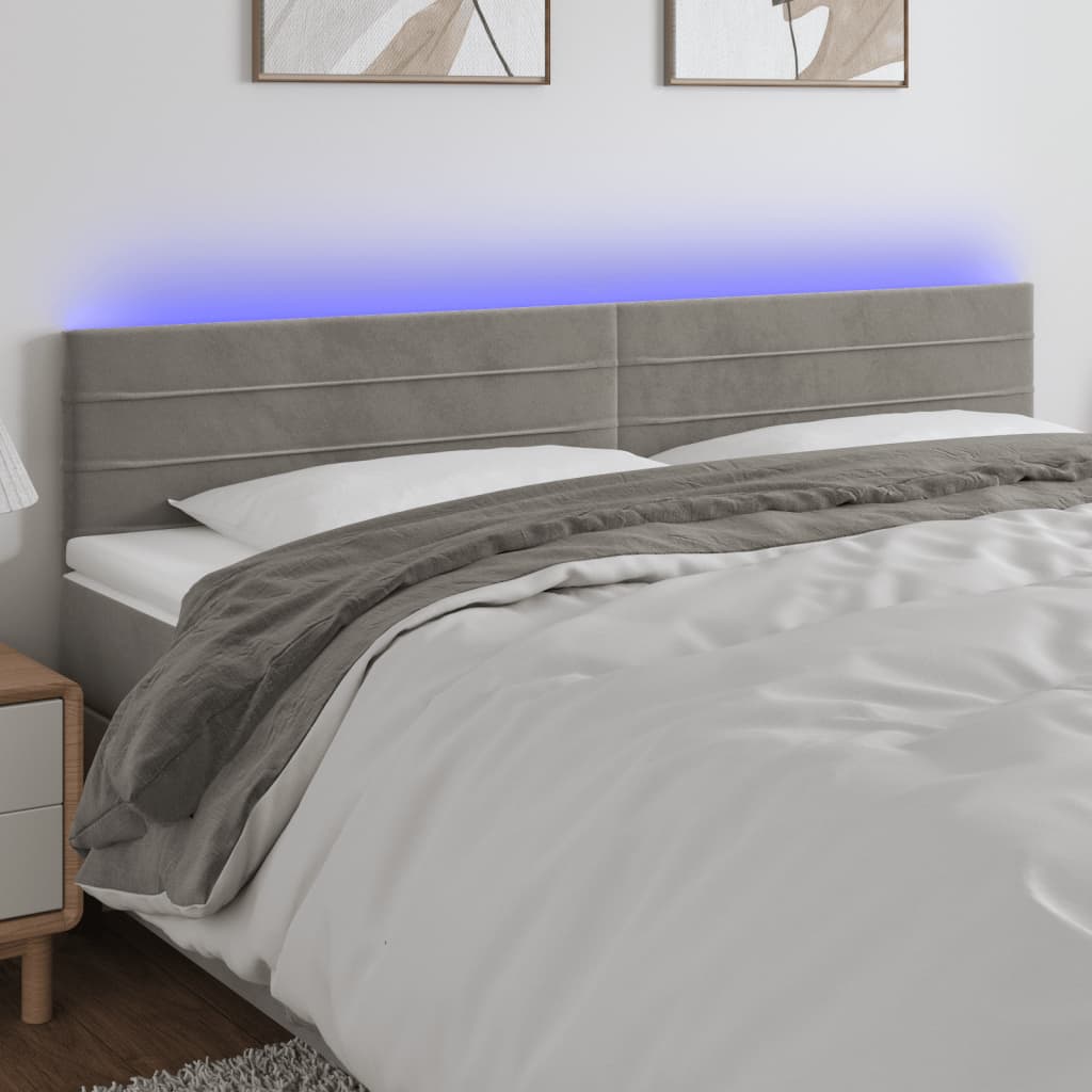 foto del prodotto testiera a led grigio chiaro 200x5x78 88 cm in velluto