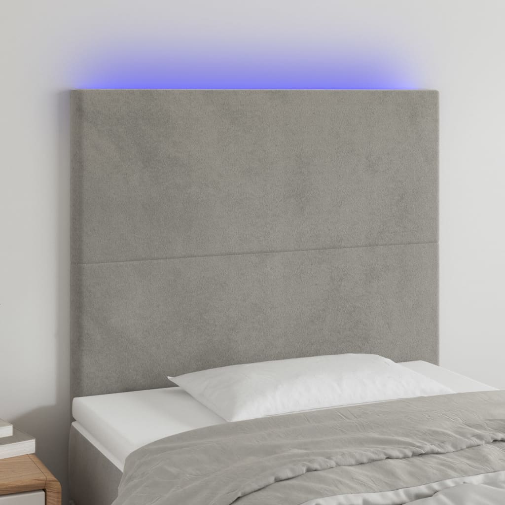 foto del prodotto testiera a led grigio chiaro 80x5x118 128 cm in velluto cod mxl 47718