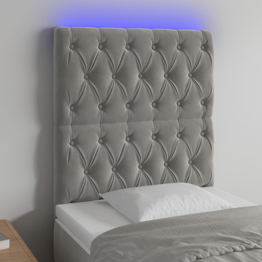 foto del prodotto testiera a led grigio chiaro 80x7x118 128 cm in vellutocod mxl 97828