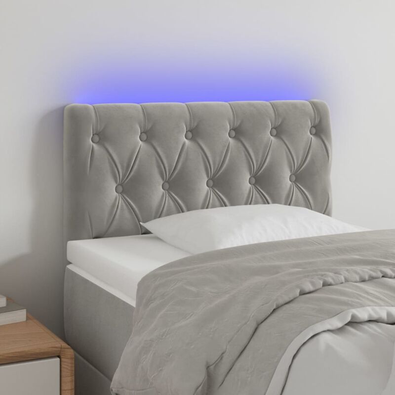 foto del prodotto testiera a led grigio chiaro 80x7x78 88 cm in velluto vidaxl
