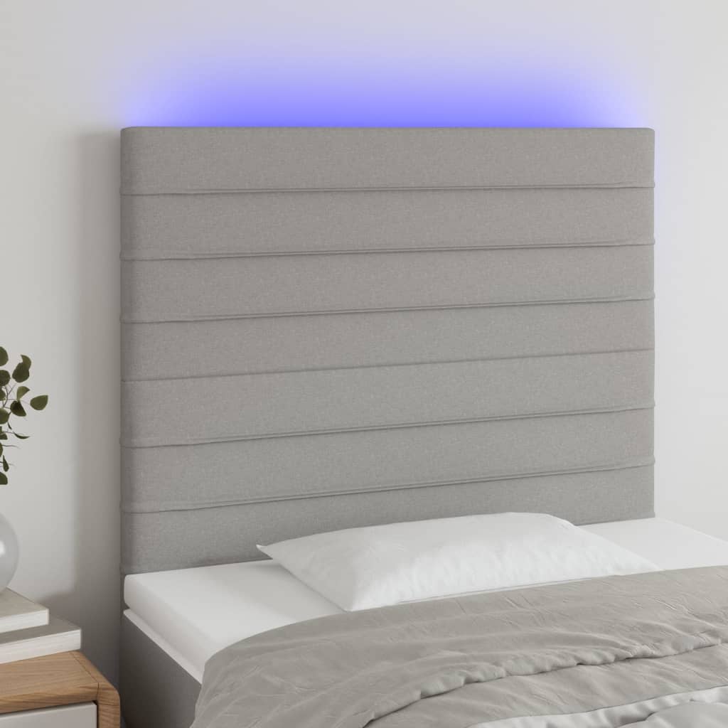 foto del prodotto testiera a led grigio chiaro 90x5x118 128 cm in tessuto