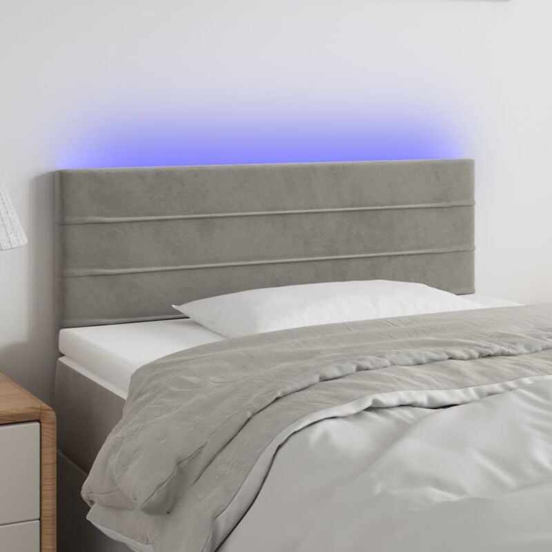 foto del prodotto testiera a led grigio chiaro 90x5x78 88 cm in similpelle vidaxl