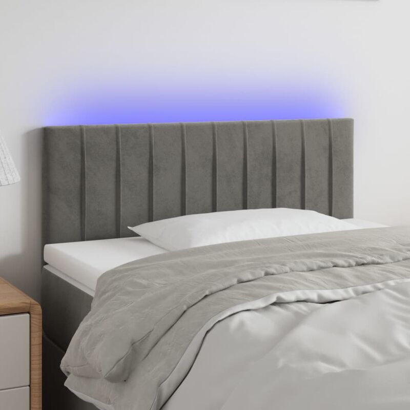 foto del prodotto testiera a led grigio chiaro 90x5x78 88 cm in similpelle vidaxl