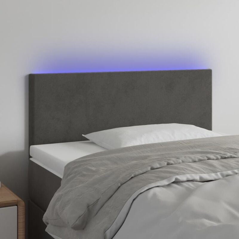foto del prodotto testiera a led grigio scuro 100x5x78 88 cm in velluto cod mxl 45160
