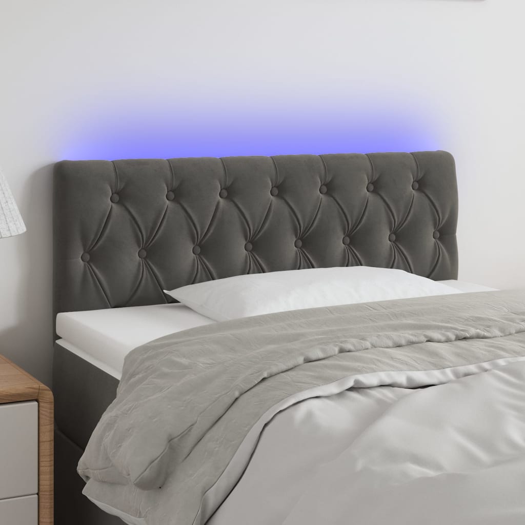 foto del prodotto testiera a led grigio scuro 100x7x78 88 cm in velluto vidaxl
