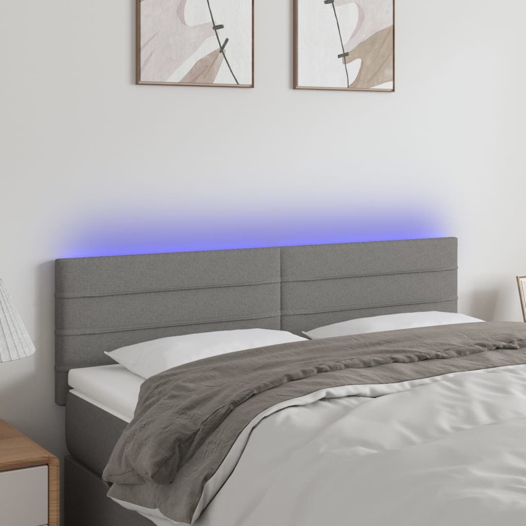 foto del prodotto testiera a led grigio scuro 144x5x78 88 cm in tessuto